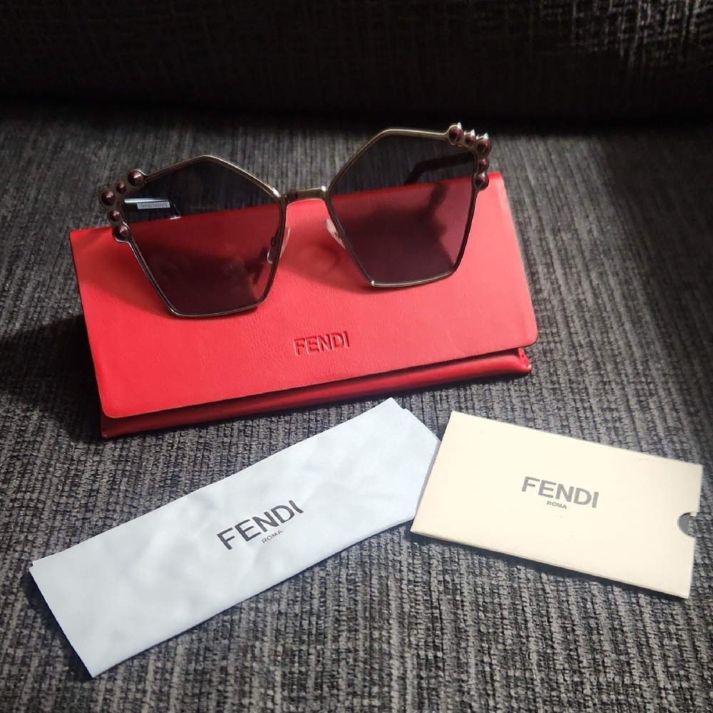 Fendi FF0261/S 0261/S 6LBJF 57 Ruthenium Blue Aqua Gradient Sunglasses 0261
